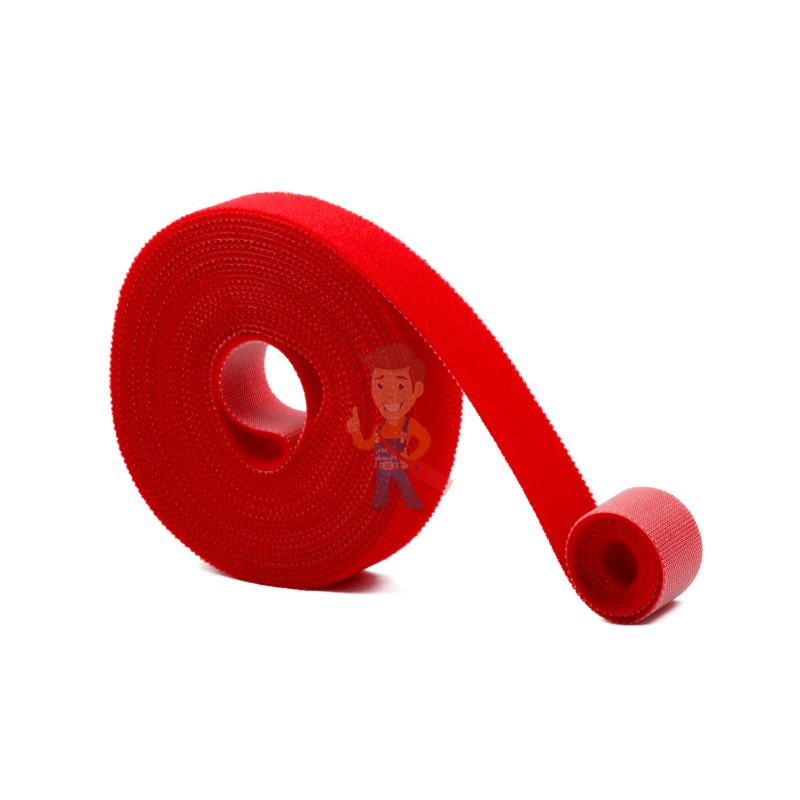 Многоразовая нейлоновая лента-липучка Forceberg Home & DIY 20 мм для стяжки и подвязки, красная, 5 м - фото 1