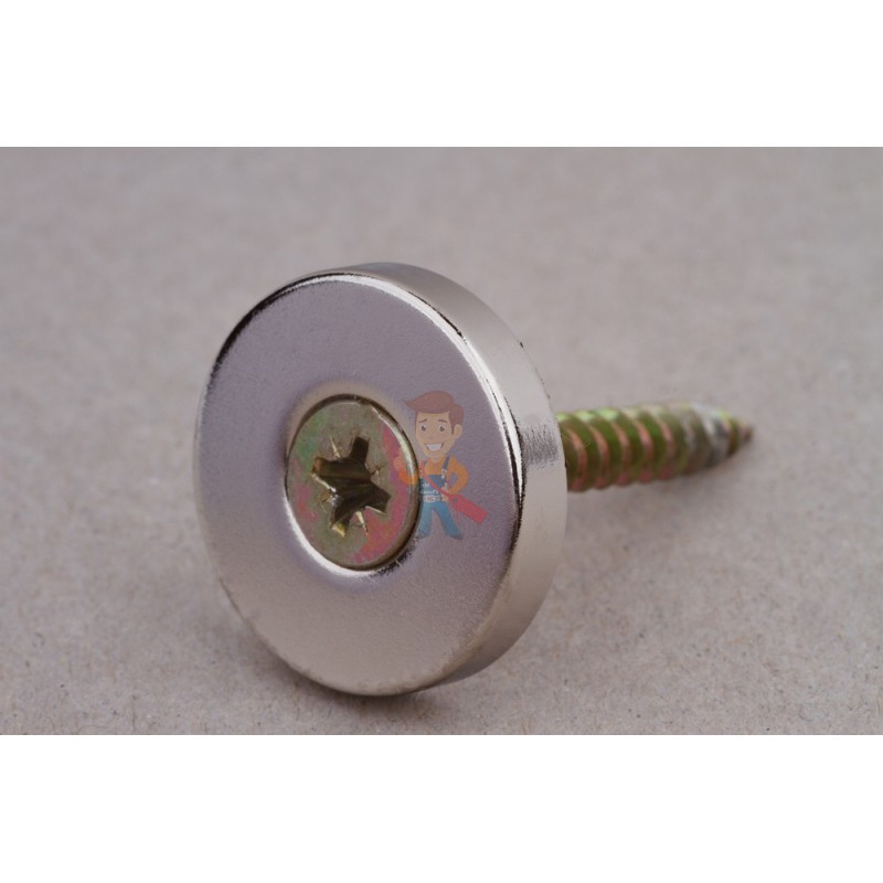 Неодимовый магнит диск 25х5 мм с зенковкой 5.5/10.4 мм, N35 - фото 4
