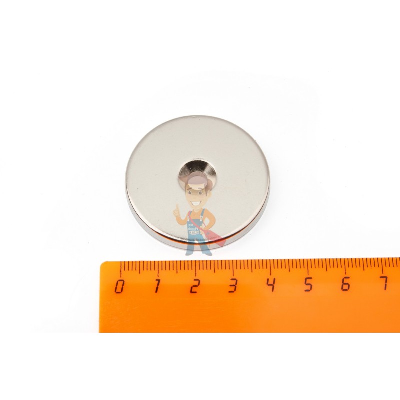 Неодимовый магнит диск Forceberg 40х5 мм с зенковкой 5/10, 2 шт - фото 1