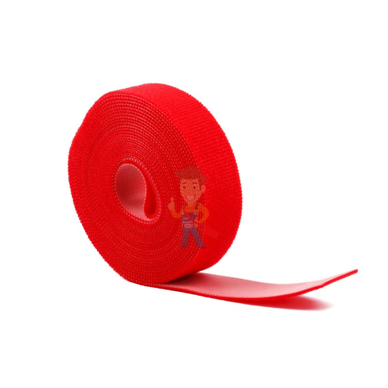 Многоразовая нейлоновая лента-липучка Forceberg Home & DIY 25 мм для стяжки и подвязки, красная, 5 м