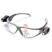 Открытые защитные очки, прозрачные, с покрытием AS/AF против царапин и запотевания - Открытые очки с двумя светодиодными фонариками направленного света