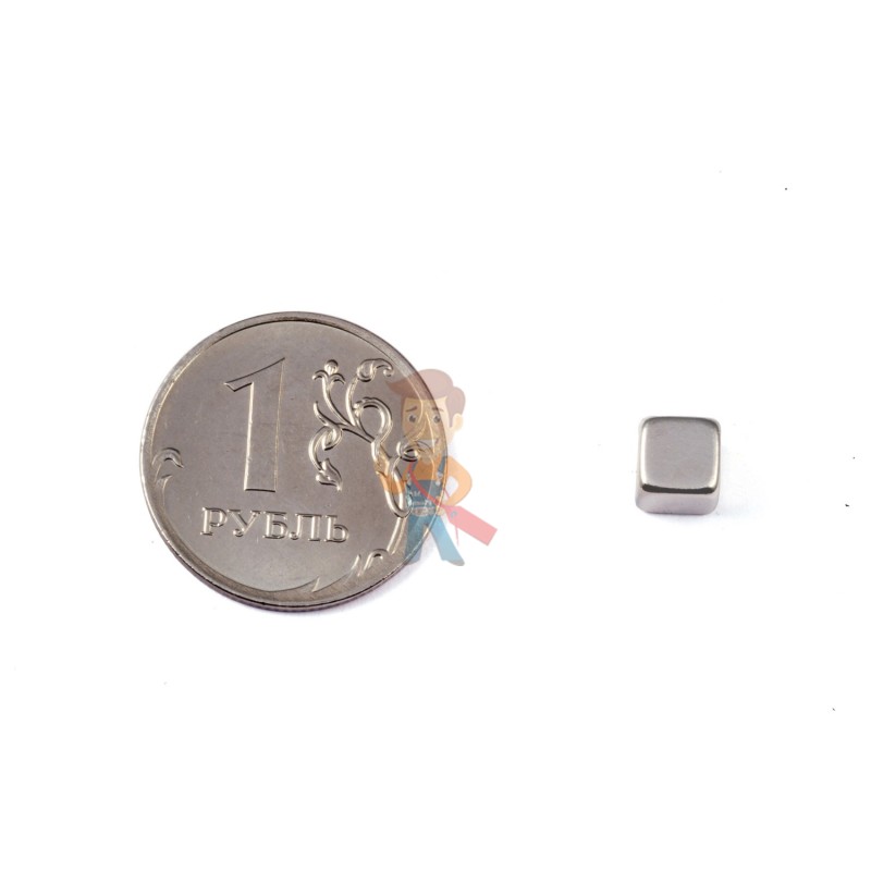 Неодимовый магнит прямоугольник 5х5х5 мм, жемчужный - фото 2