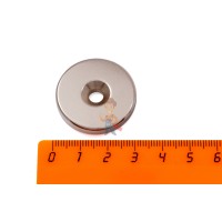 Неодимовый магнит - диск 10х1мм с клеевым слоем, 30шт, Forceberg - Неодимовый магнит диск 30х6 мм с зенковкой 5.5/12 мм, N38H