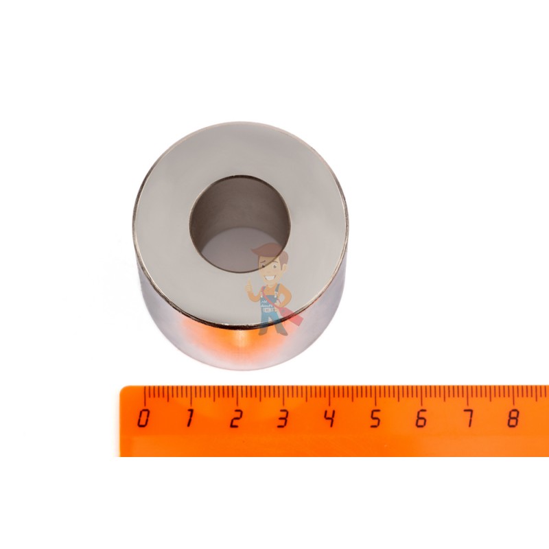 Неодимовый магнит кольцо 45х20х40 мм, диаметральное - фото 1