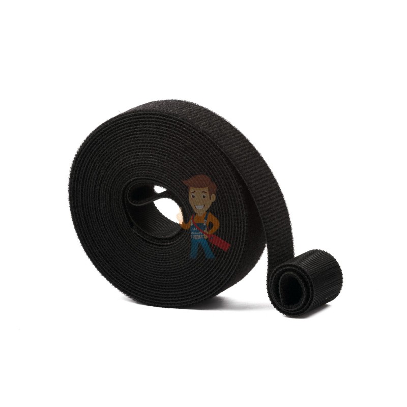 Многоразовая нейлоновая лента-липучка Forceberg Home & DIY 25 мм для стяжки и подвязки, черная, 5 м - фото 1