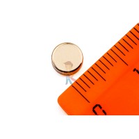 Неодимовый магнит диск 10х1.2 мм, N35 - Неодимовый магнит диск 6х2 мм, золотой