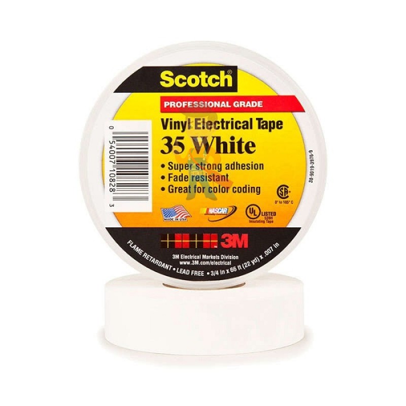 ПВХ изолента высшего класса Scotch® 35, белая, 19 мм х 20 м - фото 1