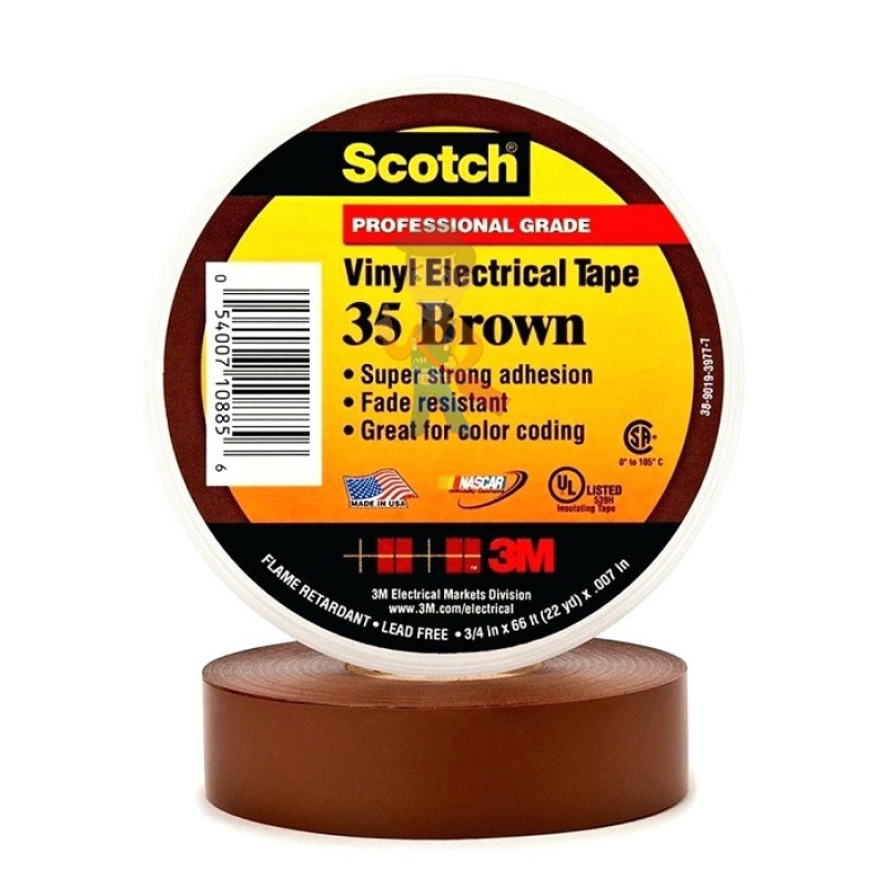 ПВХ изолента высшего класса Scotch® 35, коричневая, 19 мм х 20 м - фото 1