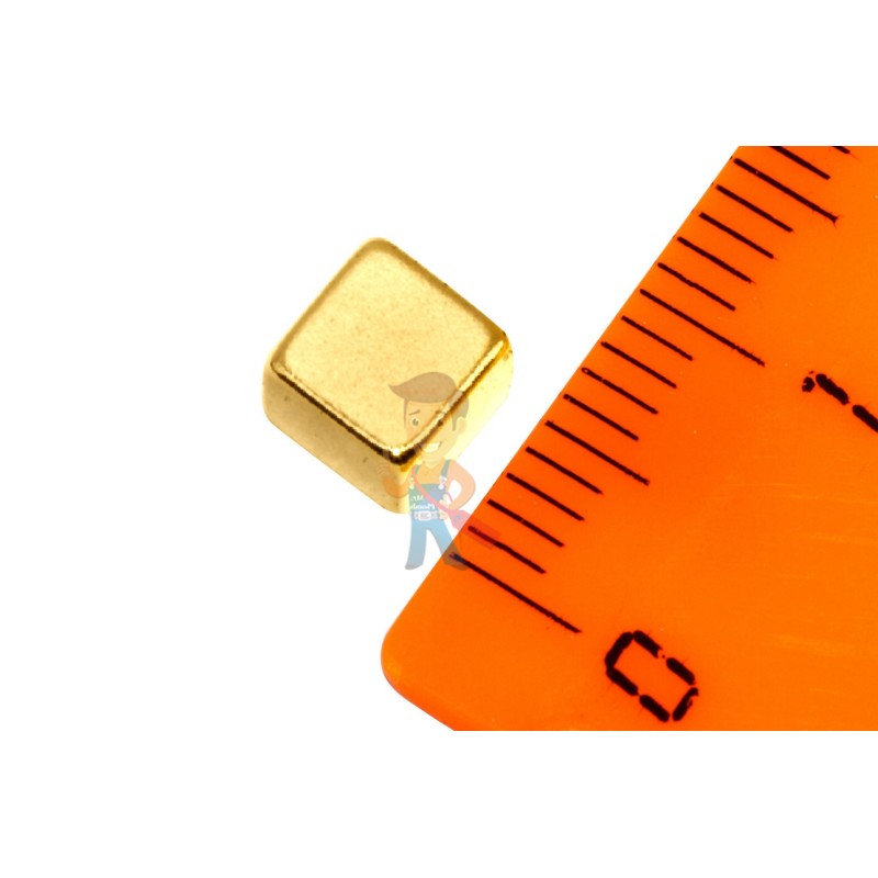 Неодимовый магнит прямоугольник 6х6х6 мм, золотой - фото 1