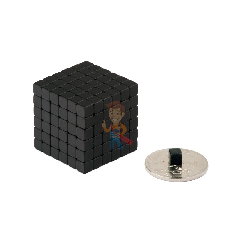 Forceberg TetraCube - куб из магнитных кубиков 4 мм, черный, 216 элементов  - фото 2