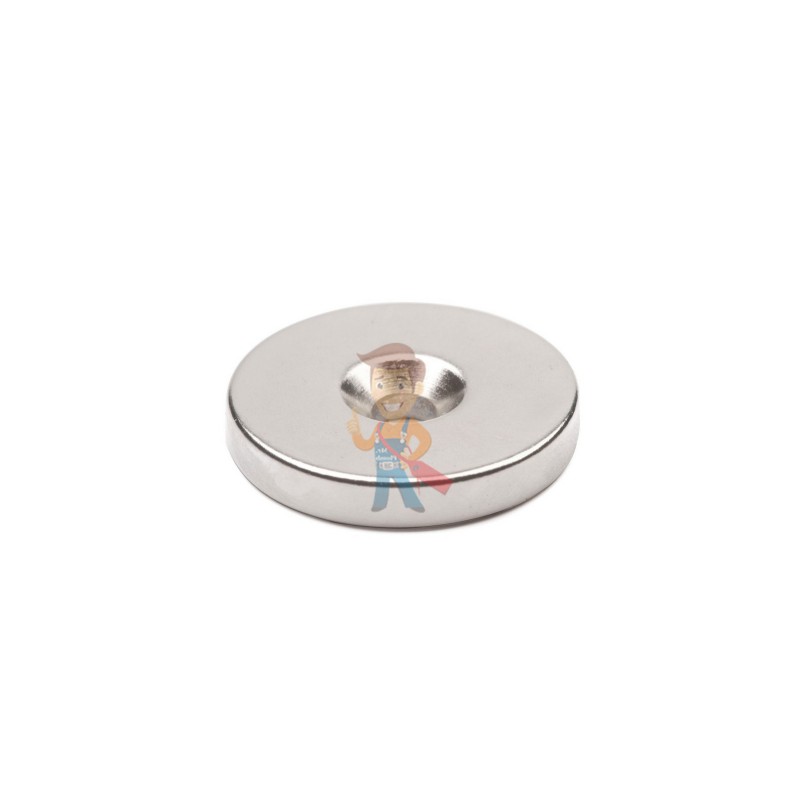Неодимовый магнит диск Forceberg 30х5 мм с зенковкой 5/10, 2 шт - фото 2