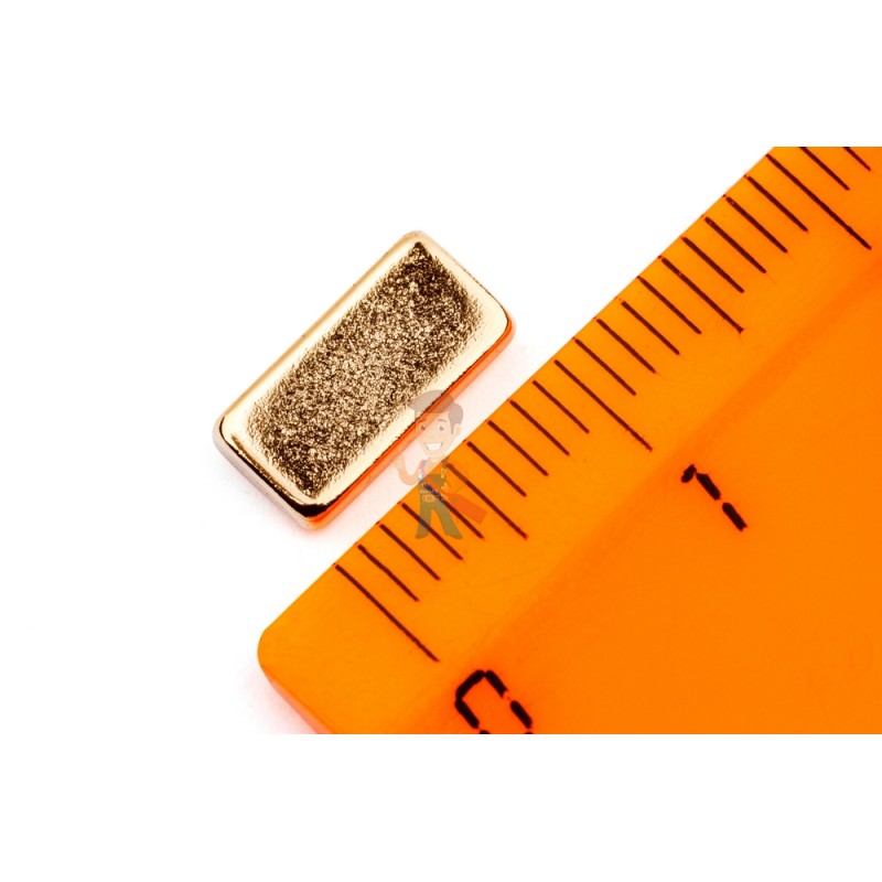 Неодимовый магнит прямоугольник 10х5х2 мм, золотой - фото 1