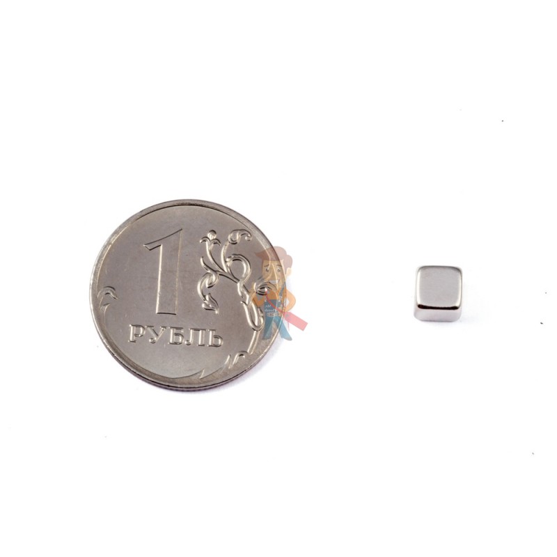 Неодимовый магнит прямоугольник 4х4х4 мм, жемчужный - фото 2
