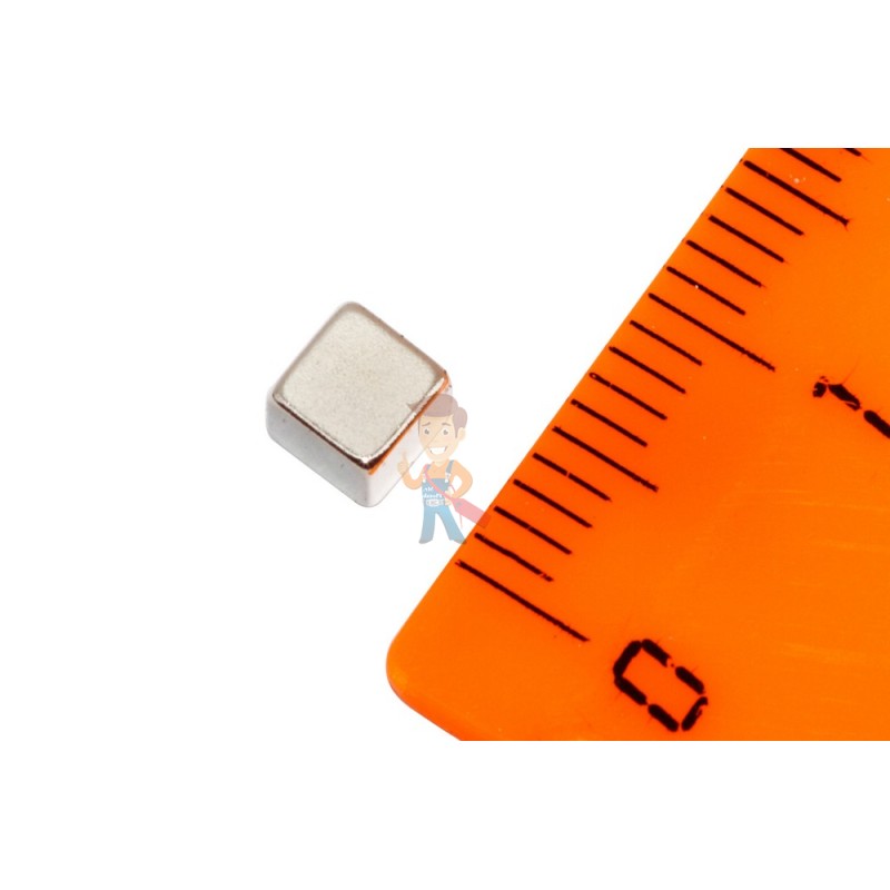 Неодимовый магнит прямоугольник 4х4х4 мм, жемчужный - фото 1