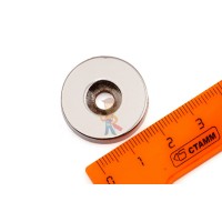 Неодимовый магнит - диск 3х2мм, 240шт, Forceberg - Неодимовый магнит диск 25х5 мм с зенковкой 5.5/10.4 мм, N35