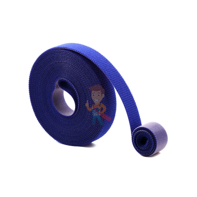 Многоразовая нейлоновая лента-липучка Forceberg Home & DIY 16 мм для стяжки и подвязки, синяя, 5 м - фото 1