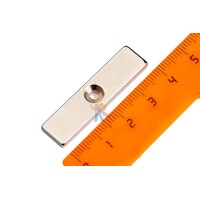 Неодимовый магнит диск 10х5 мм - Неодимовый магнит прямоугольник 40х10х3 мм с зенковкой 3/6 мм