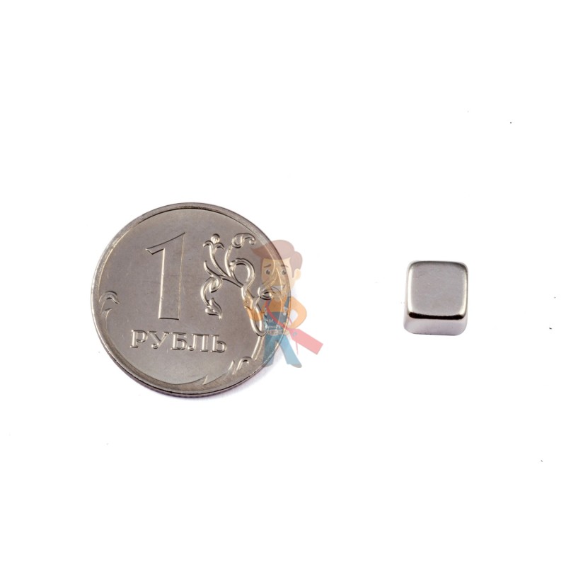 Неодимовый магнит прямоугольник 6х6х6 мм, жемчужный - фото 2
