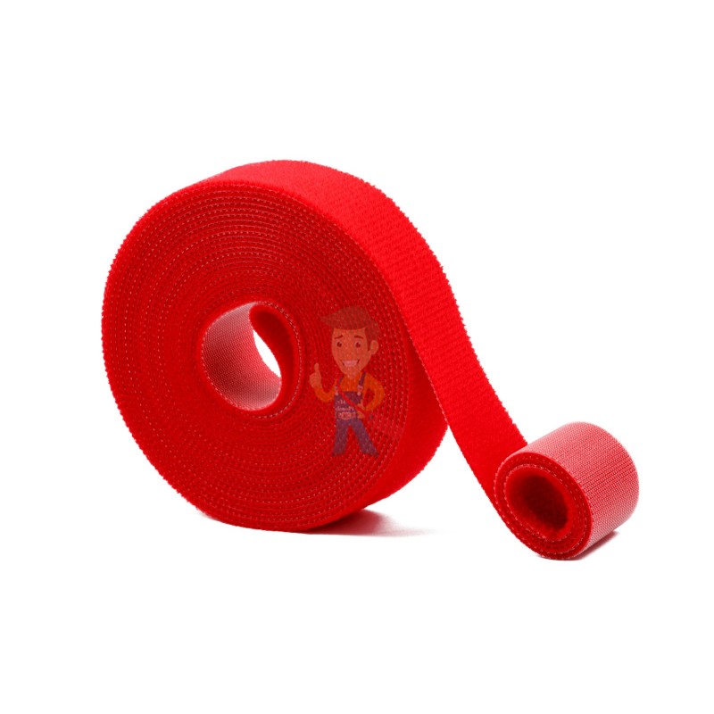 Многоразовая нейлоновая лента-липучка Forceberg Home & DIY 25 мм для стяжки и подвязки, красная, 5 м - фото 1
