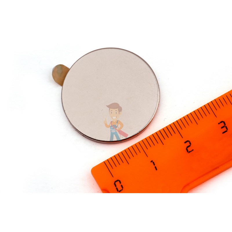 Неодимовый магнит диск 25х2 мм с клеевым слоем, 2шт, Forceberg - фото 1