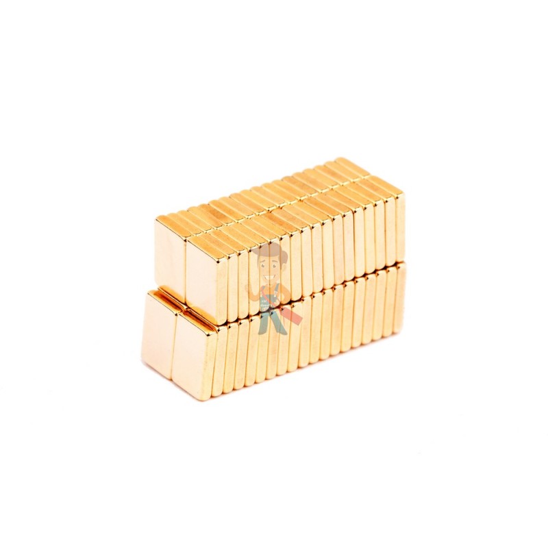 Неодимовый магнит прямоугольник 6х4х1 мм, золотой - фото 4