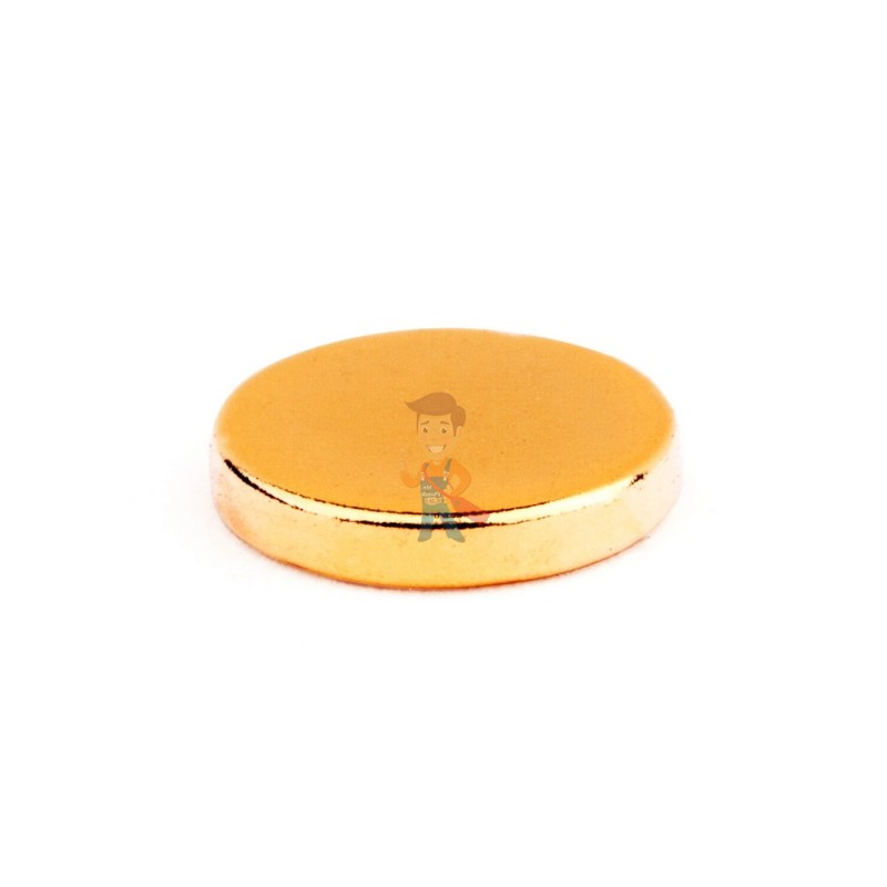Неодимовый магнит диск 8х1.5 мм, золотой - фото 2